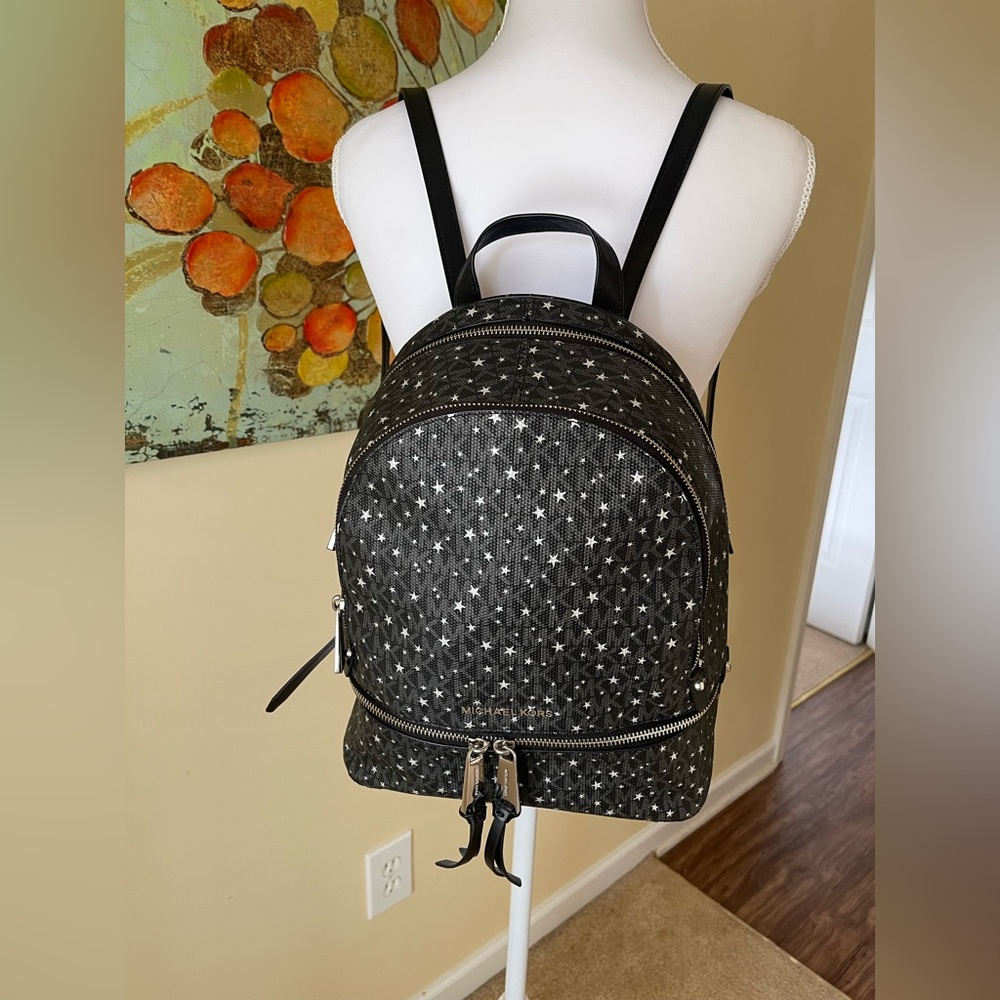 Michael Kors Black Star Print Backpack